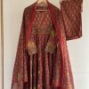 Red Kalamkari Cotton Anarkali Suit Set – 3 Piece