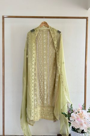 Festive Chikankari 3-Piece Unstiched Suit Set
