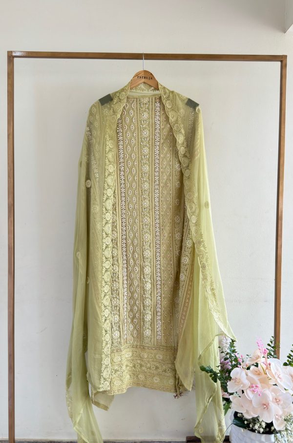 Festive Chikankari 3-Piece Unstiched Suit Set