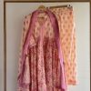 Cotton Floral Anarkali Set – Pink on Peach